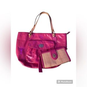Pink coach purse set
